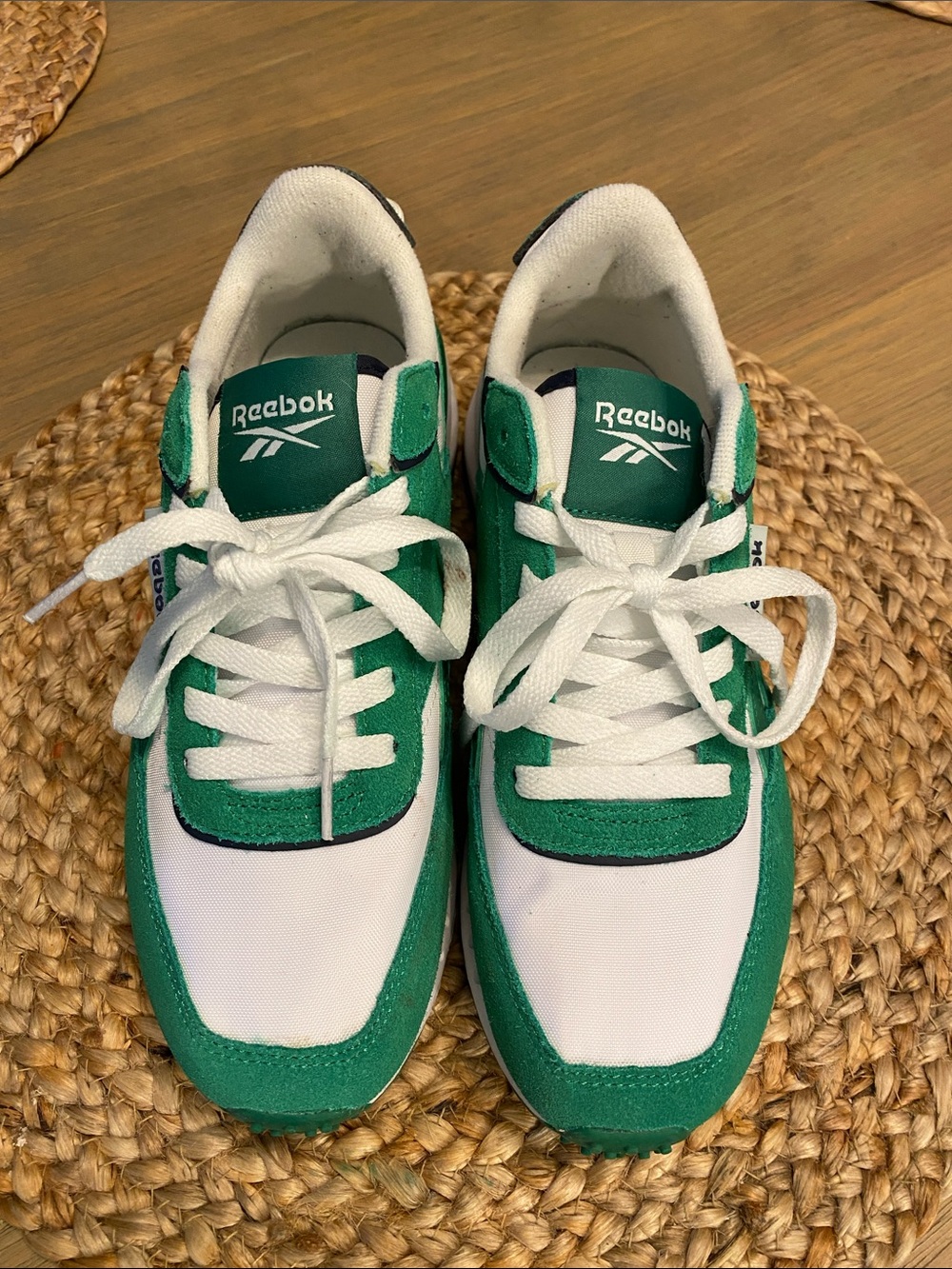 Reebok women’s Green and White Lace-Up Sneakers